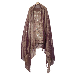 Purple Mirror embroidery Pure Kanjivaram Silk Suit Set Dupatta TF-31364 – image 2 of 2