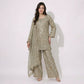 Grey Mirror embroidery Pure Kanjivaram Silk Suit Set Dupatta TF-31365