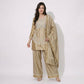 Grey with Golden cutdana thread embroidery Pure Tissue Suit Set Dupatta TF-31369