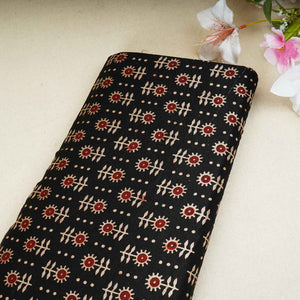 Black Floral Print Mashru Silk Fabric EEG-28314 - TradeUNO