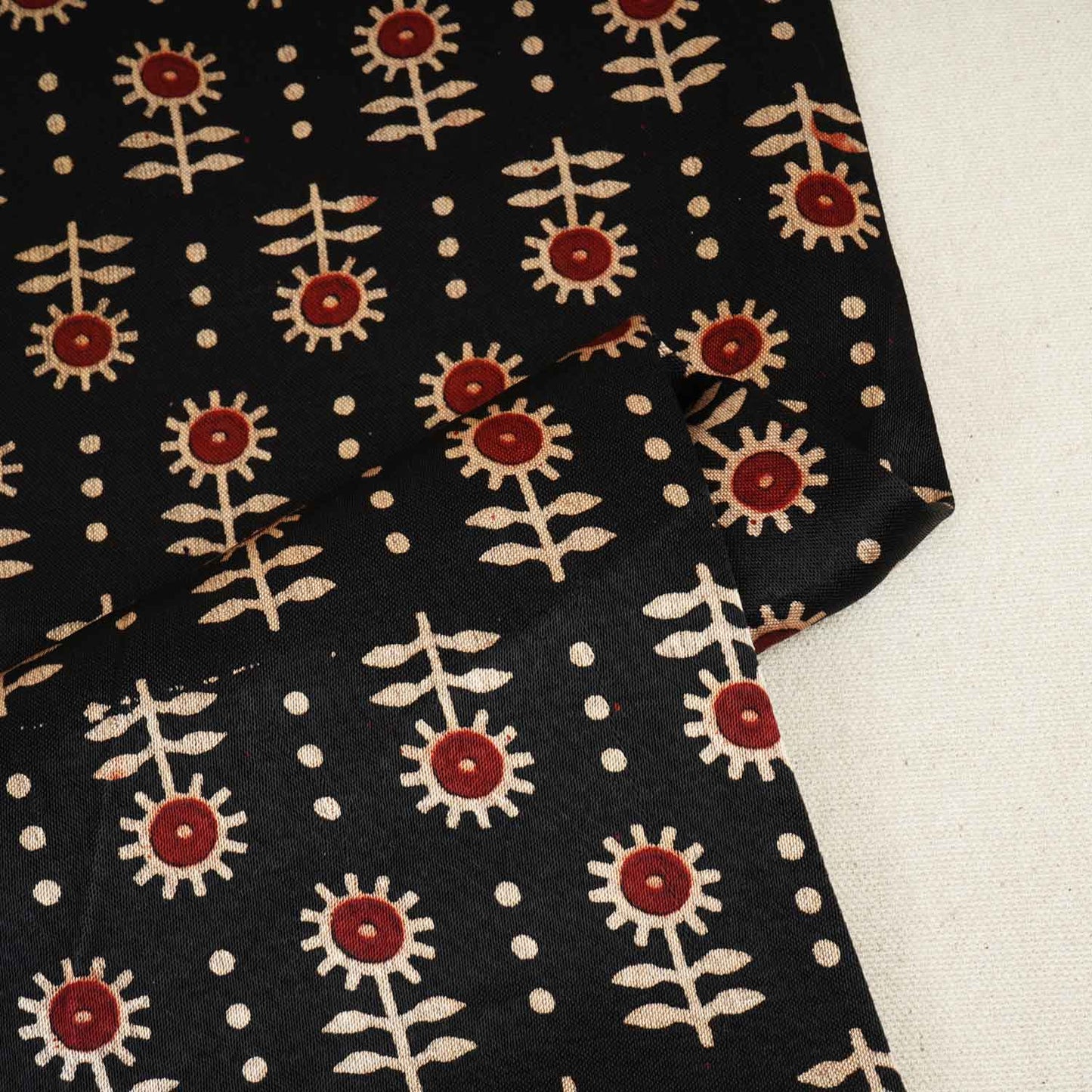 Black Floral Print Mashru Silk Fabric EEG-28314