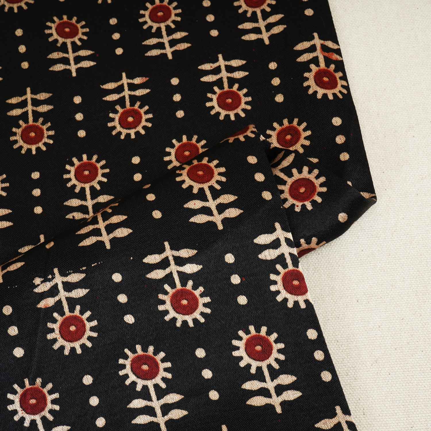 Black Floral Print Mashru Silk Fabric EEG-28314 - TradeUNO