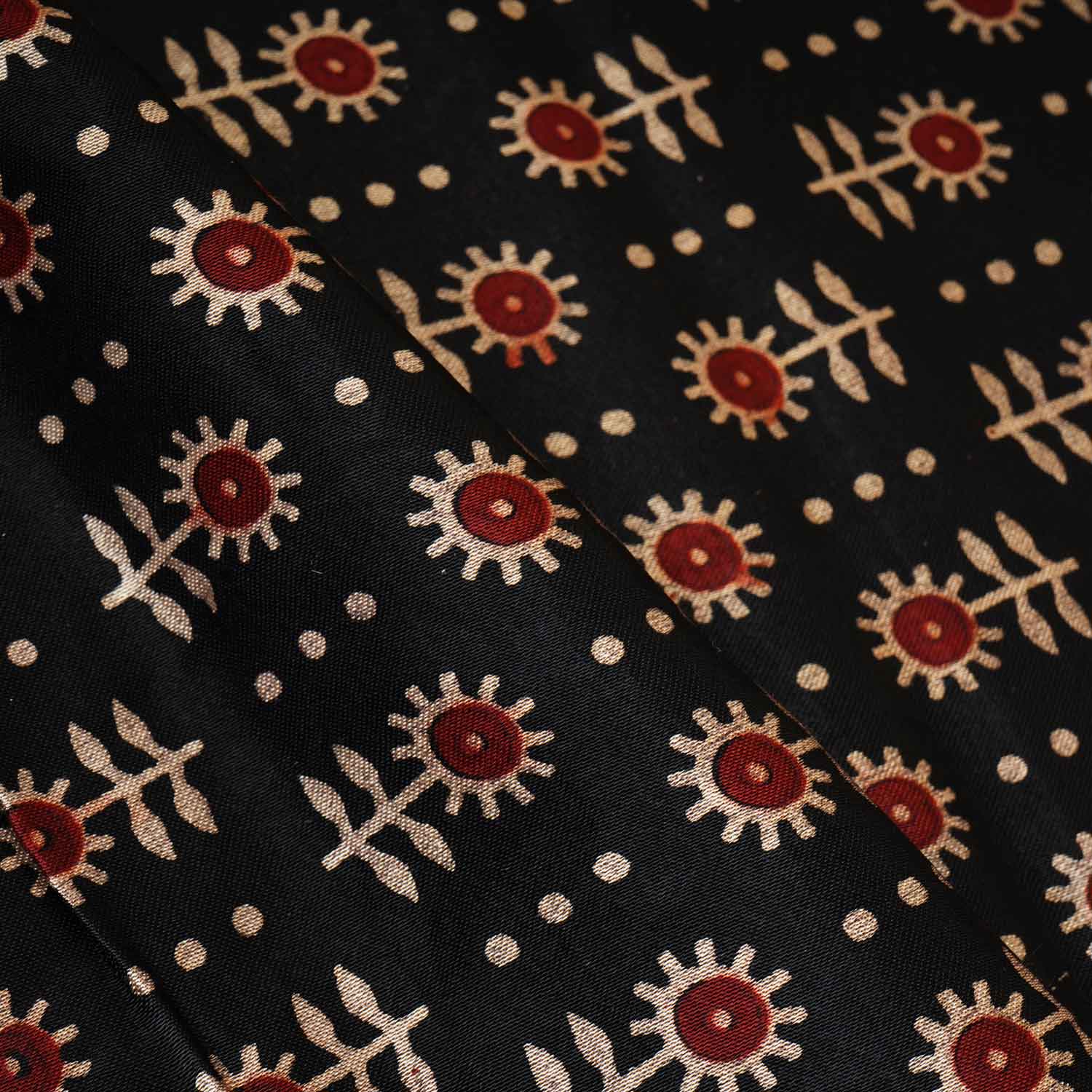 Black Floral Print Mashru Silk Fabric EEG-28314 - TradeUNO