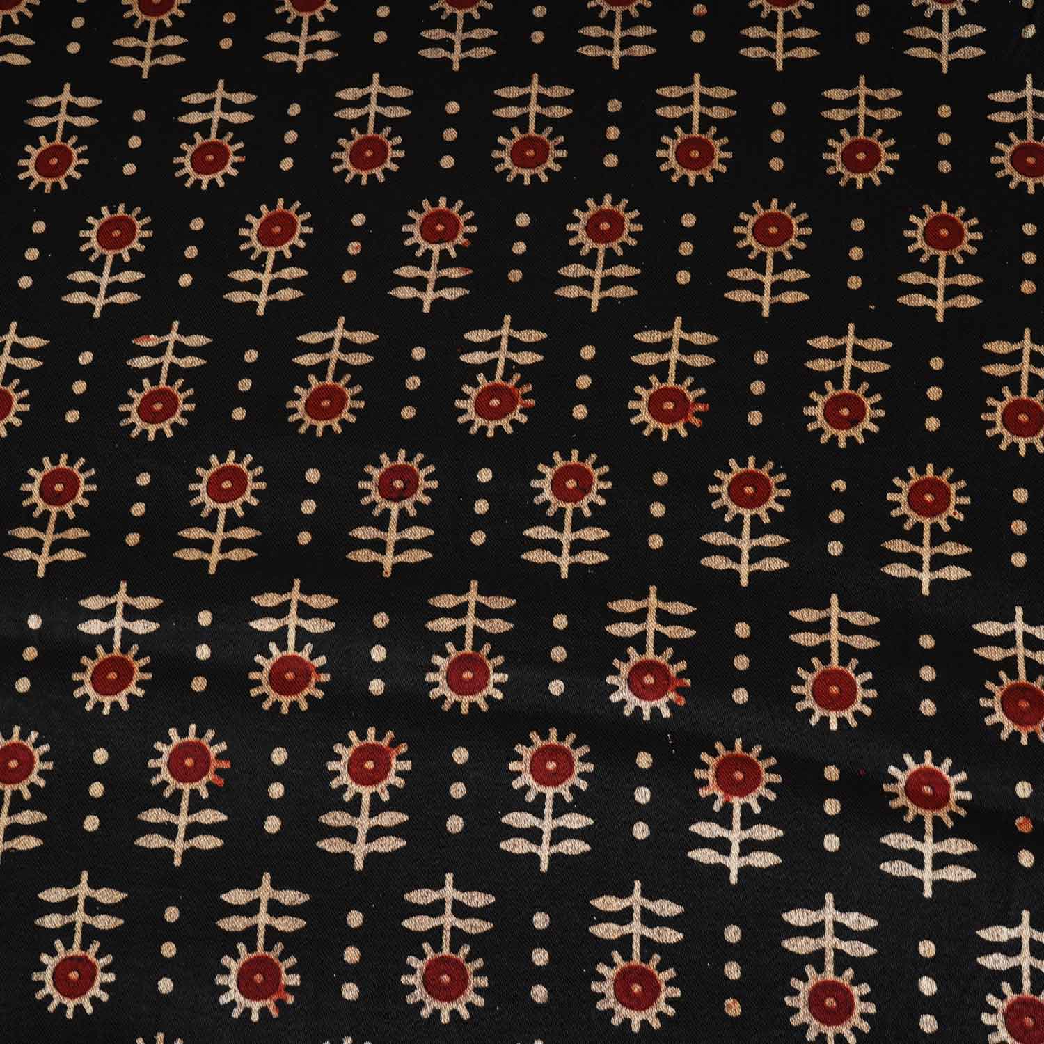 Black Floral Print Mashru Silk Fabric EEG-28314 - TradeUNO