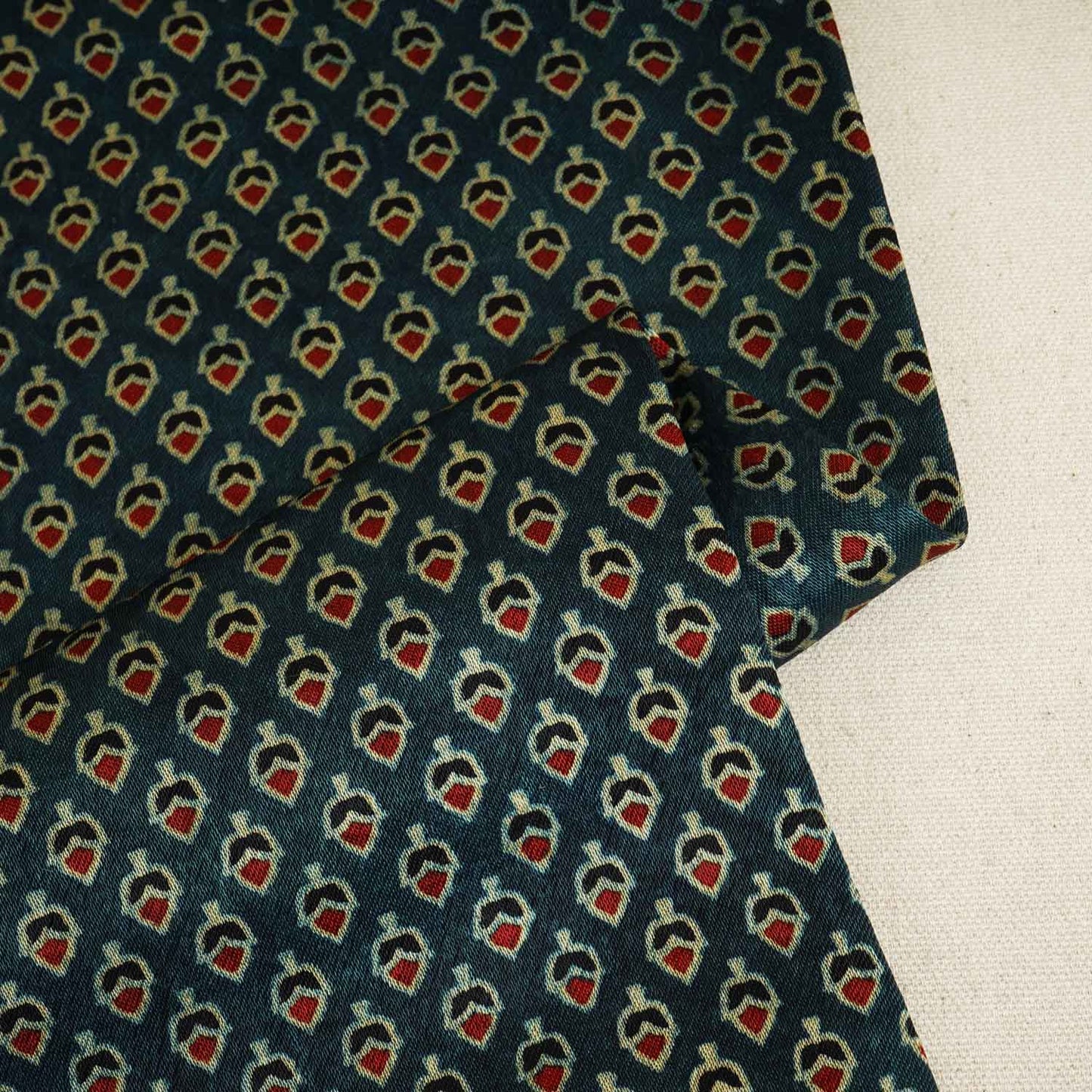 Teal Blue Floral Print Mashru Silk Fabric EEG-28316