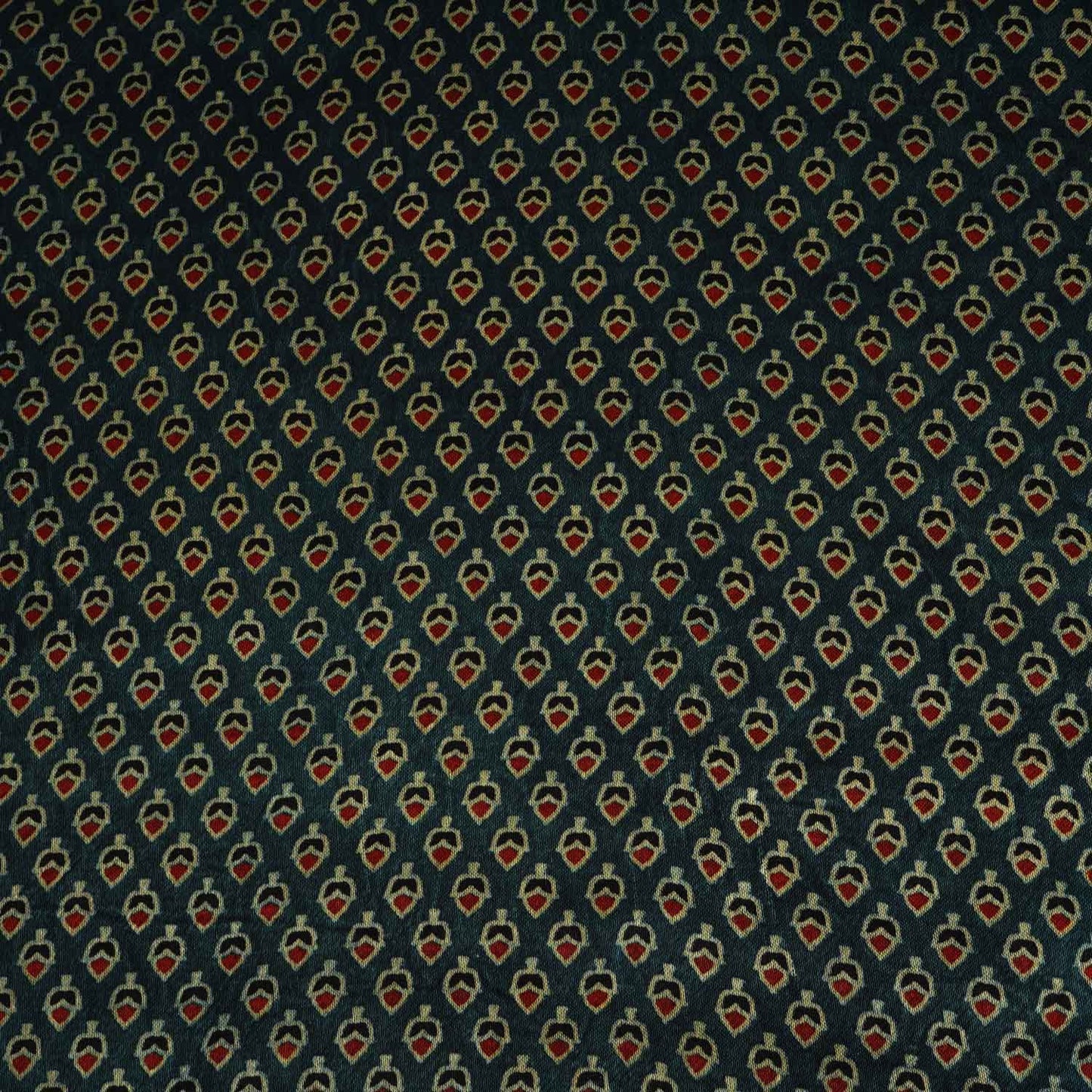 Teal Blue Floral Print Mashru Silk Fabric EEG-28316