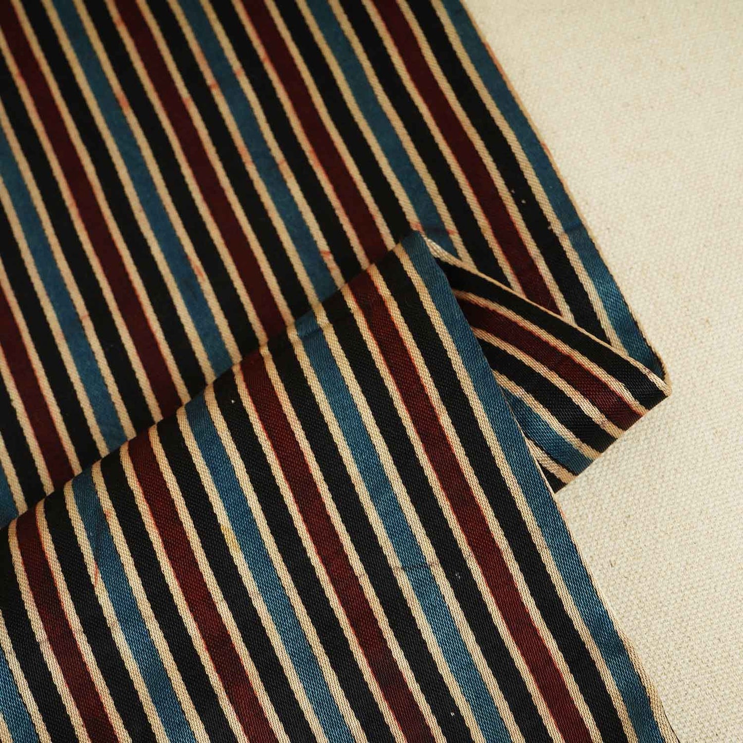 Black With Multicolour Strips Mashru Silk Fabric EEG-28317