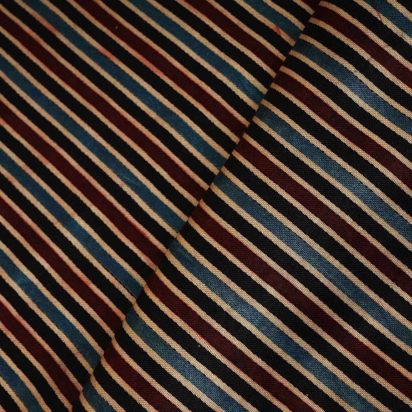 Black With Multicolour Strips Mashru Silk Fabric EEG-28317
