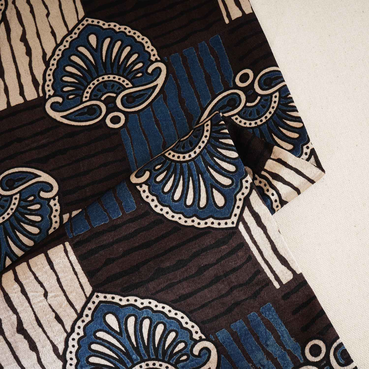 Black Floral Print Mashru Silk Fabric EEG-28319 - TradeUNO