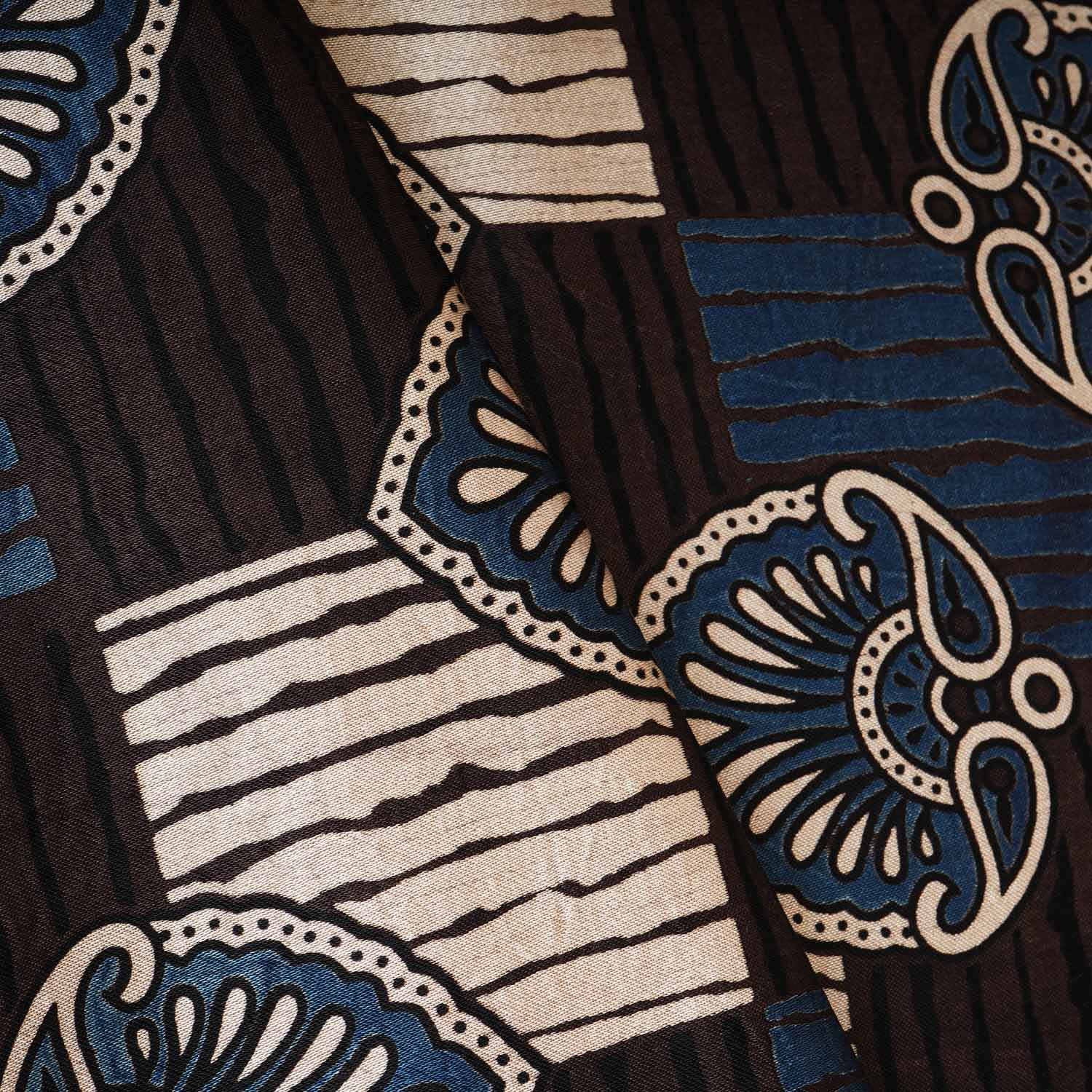 Black Floral Print Mashru Silk Fabric EEG-28319 - TradeUNO
