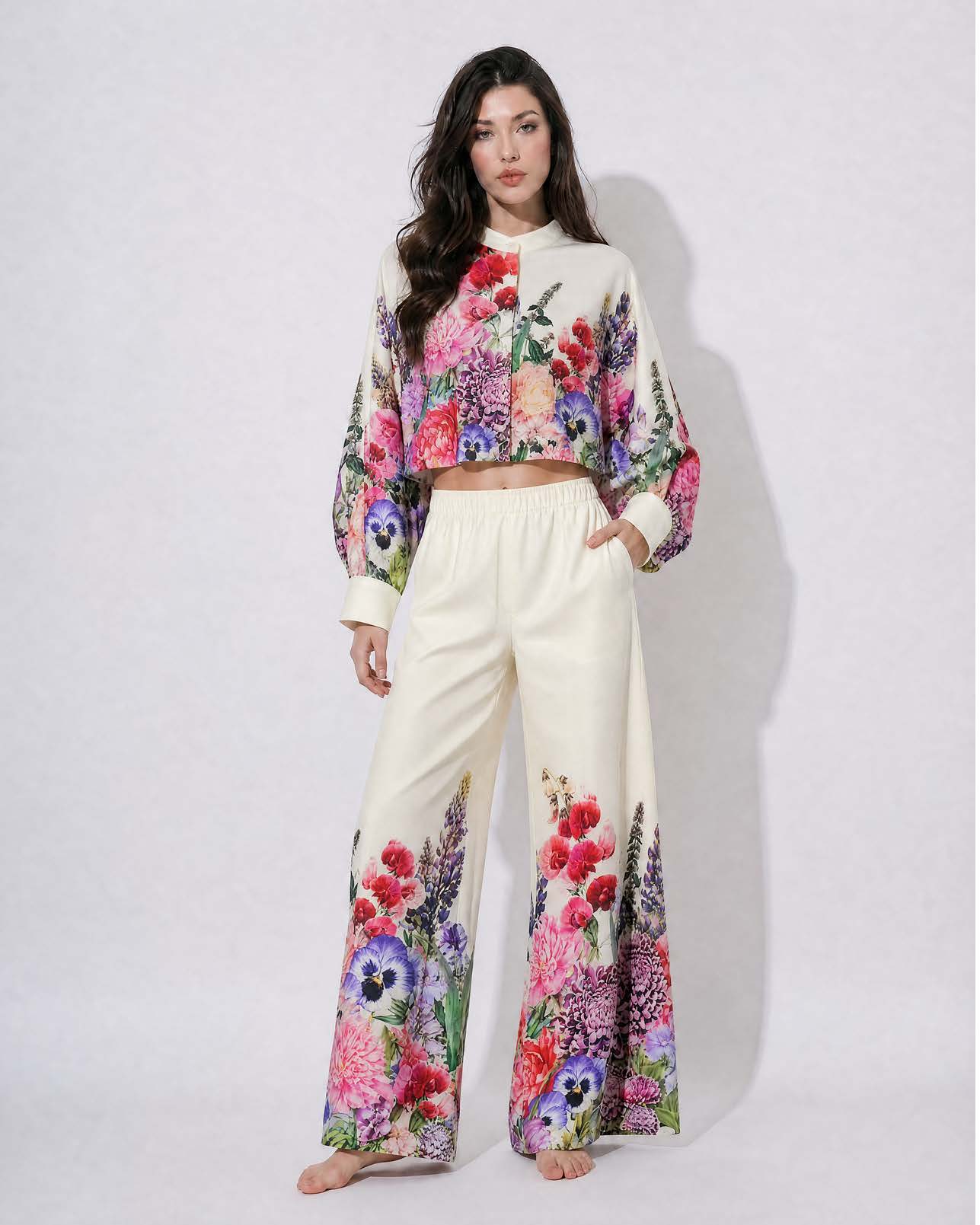Butter Yellow floral print Cotton Cord Set SM-31917
