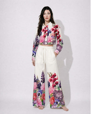 Light Yellow floral printed Cotton Cord Set SM-31922 - TradeUNO
