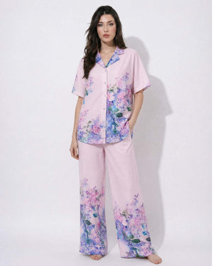 Light Pink floral embroidery Cotton Cord Set SM-31926 - TradeUNO