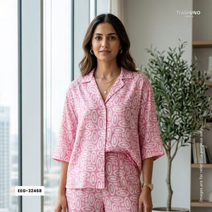 Pink Circle Batik Print Modal Satin Fabric EEG-32468 - TradeUNO