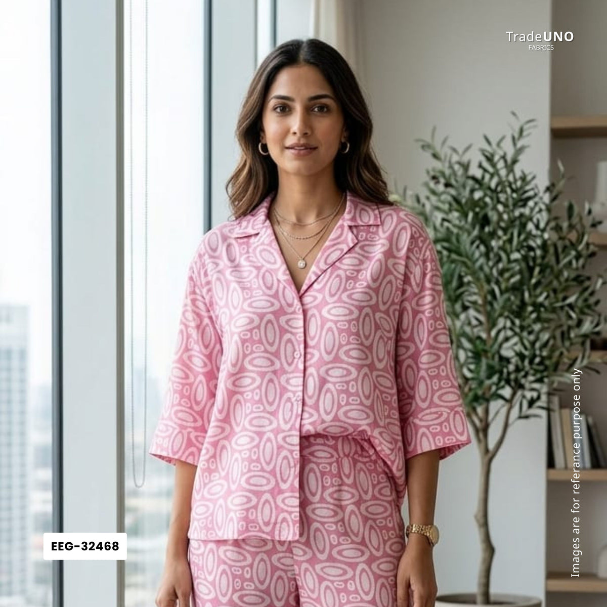 Pink Circle Batik Print Modal Satin Fabric EEG-32468 - TradeUNO