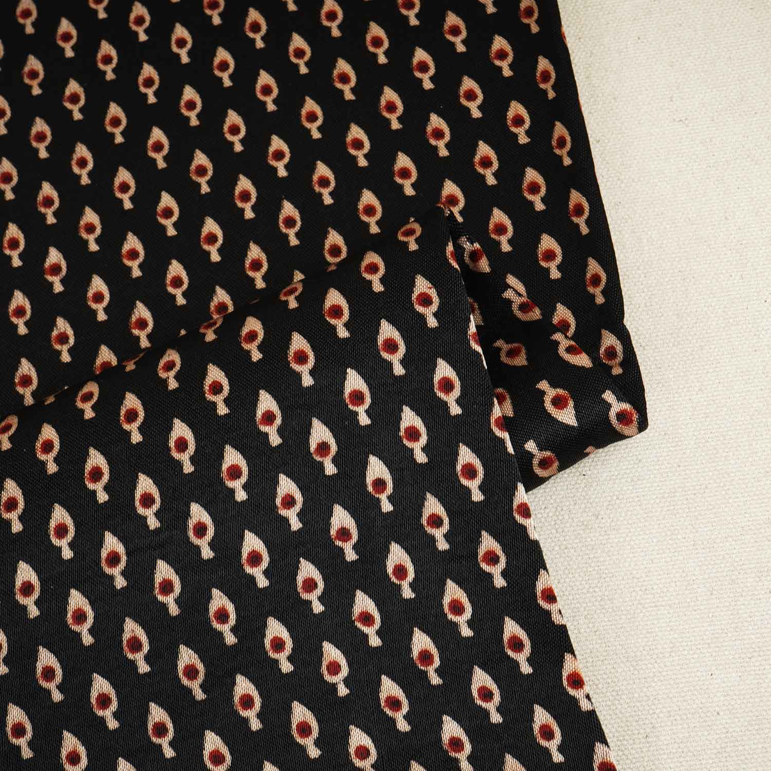 Black Floral Print Mashru Silk Fabric EEG-28320 - TradeUNO