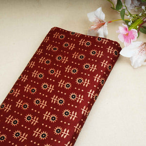Red Floral Print Mashru Silk Fabric EEG-28321 - TradeUNO