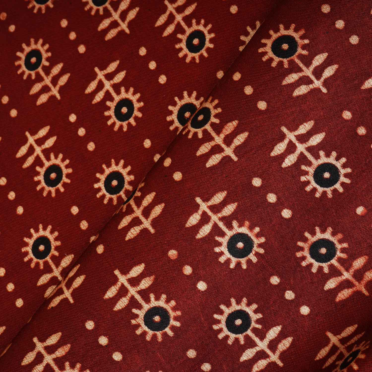 Red Floral Print Mashru Silk Fabric EEG-28321 - TradeUNO