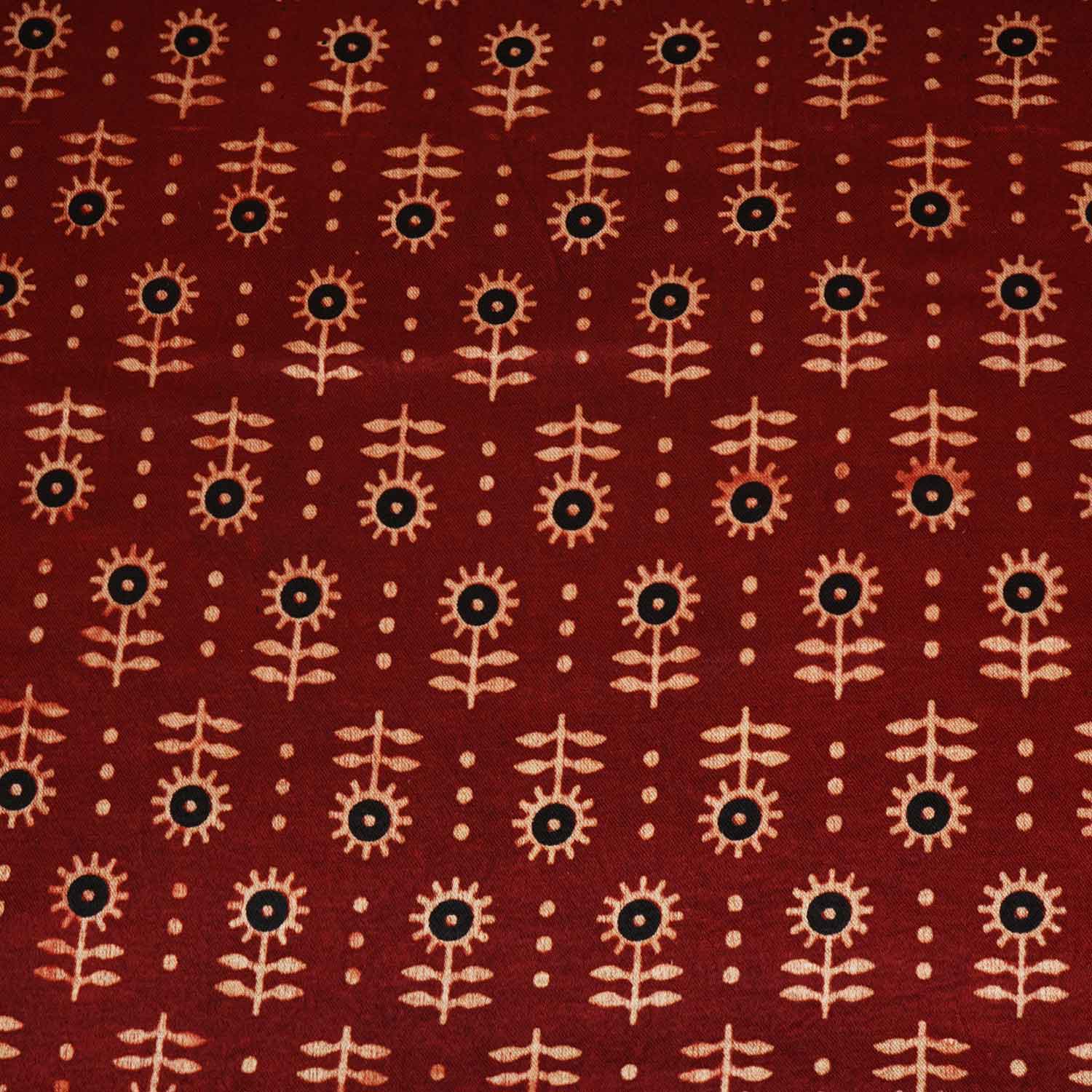 Red Floral Print Mashru Silk Fabric EEG-28321 - TradeUNO