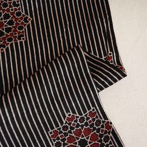 Black Abstract Strips Print Mashru Silk Fabric EEG-28322 - TradeUNO