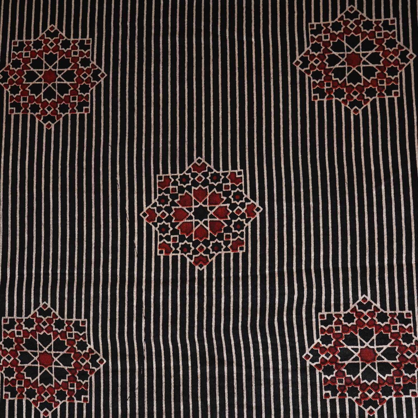 Black Abstract Strips Print Mashru Silk Fabric EEG-28322