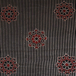 Black Abstract Strips Print Mashru Silk Fabric EEG-28322 - TradeUNO