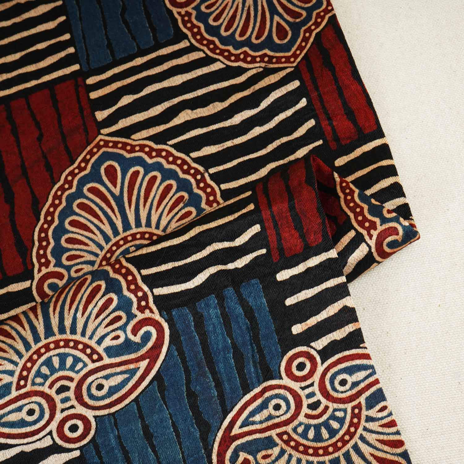 Black Floral Print Mashru Silk Fabric EEG-28324 - TradeUNO