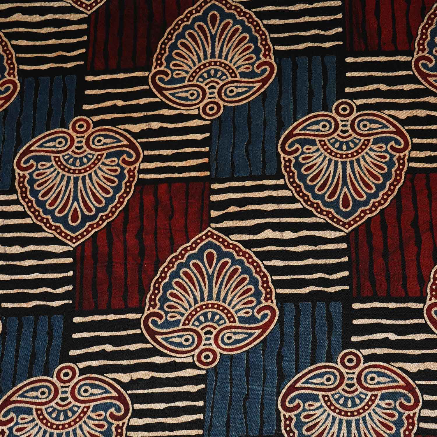Black Floral Print Mashru Silk Fabric EEG-28324 - TradeUNO
