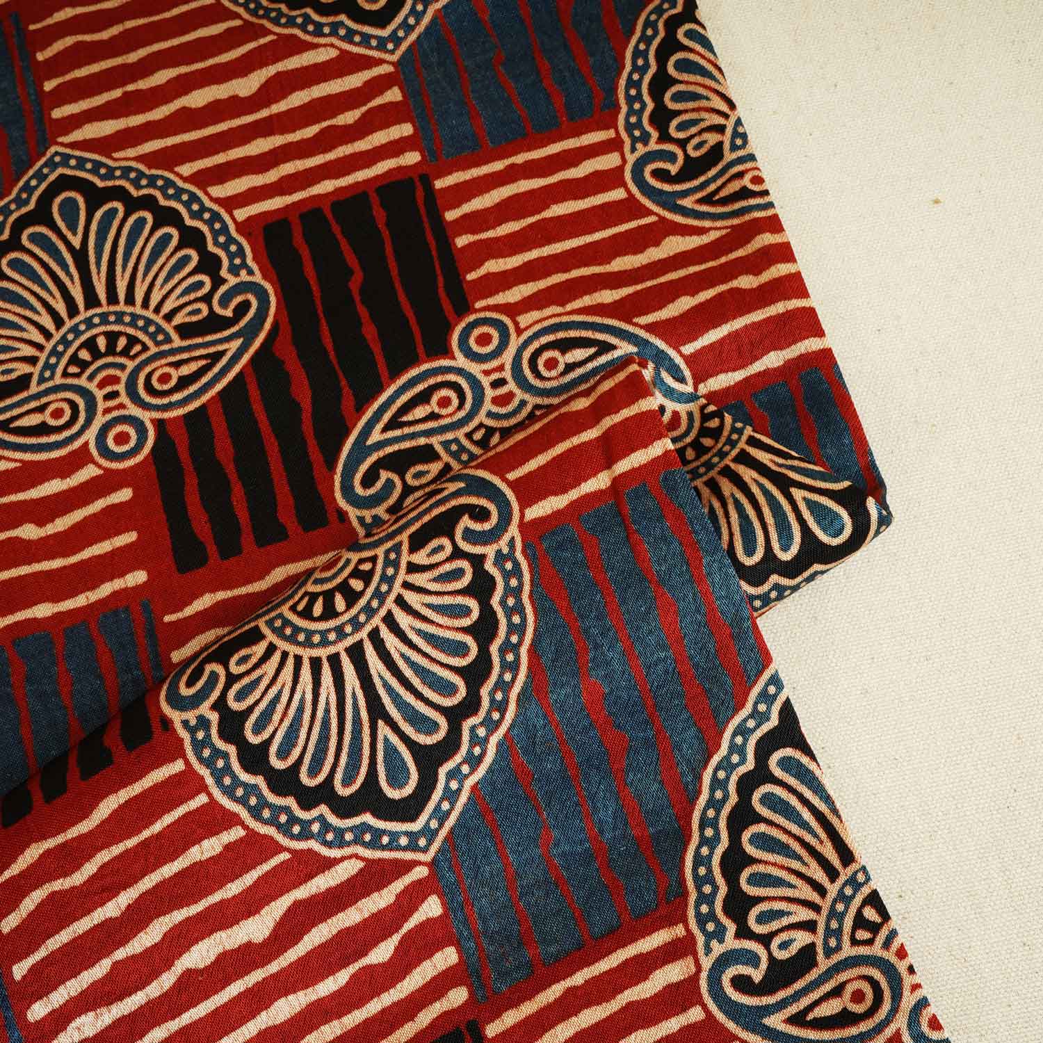 Red Floral Print Mashru Silk Fabric EEG-28325 - TradeUNO