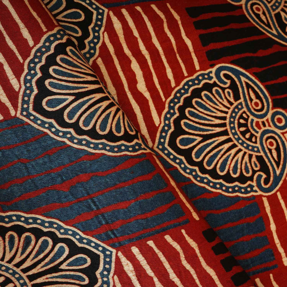 Red Floral Print Mashru Silk Fabric EEG-28325 - TradeUNO