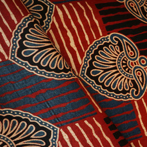 Red Floral Print Mashru Silk Fabric EEG-28325 - TradeUNO