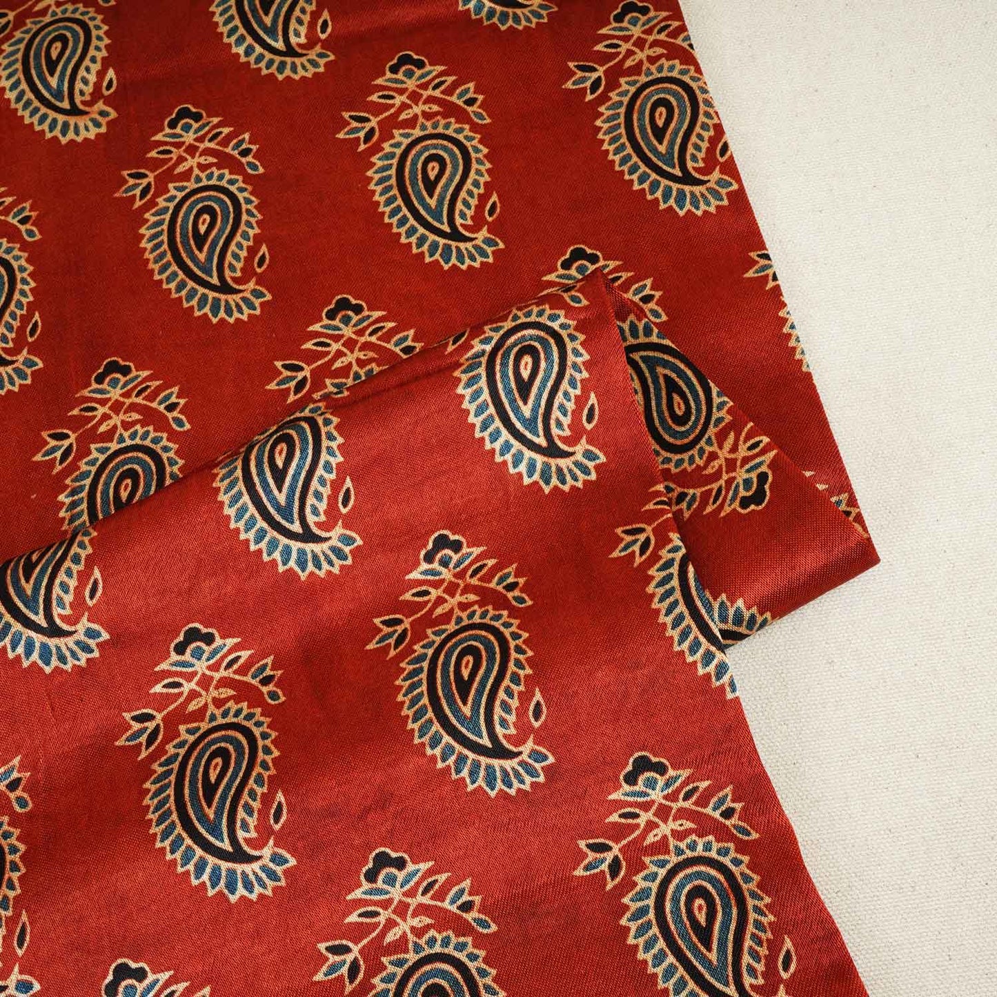 Red Floral Print Mashru Silk Fabric EEG-28326