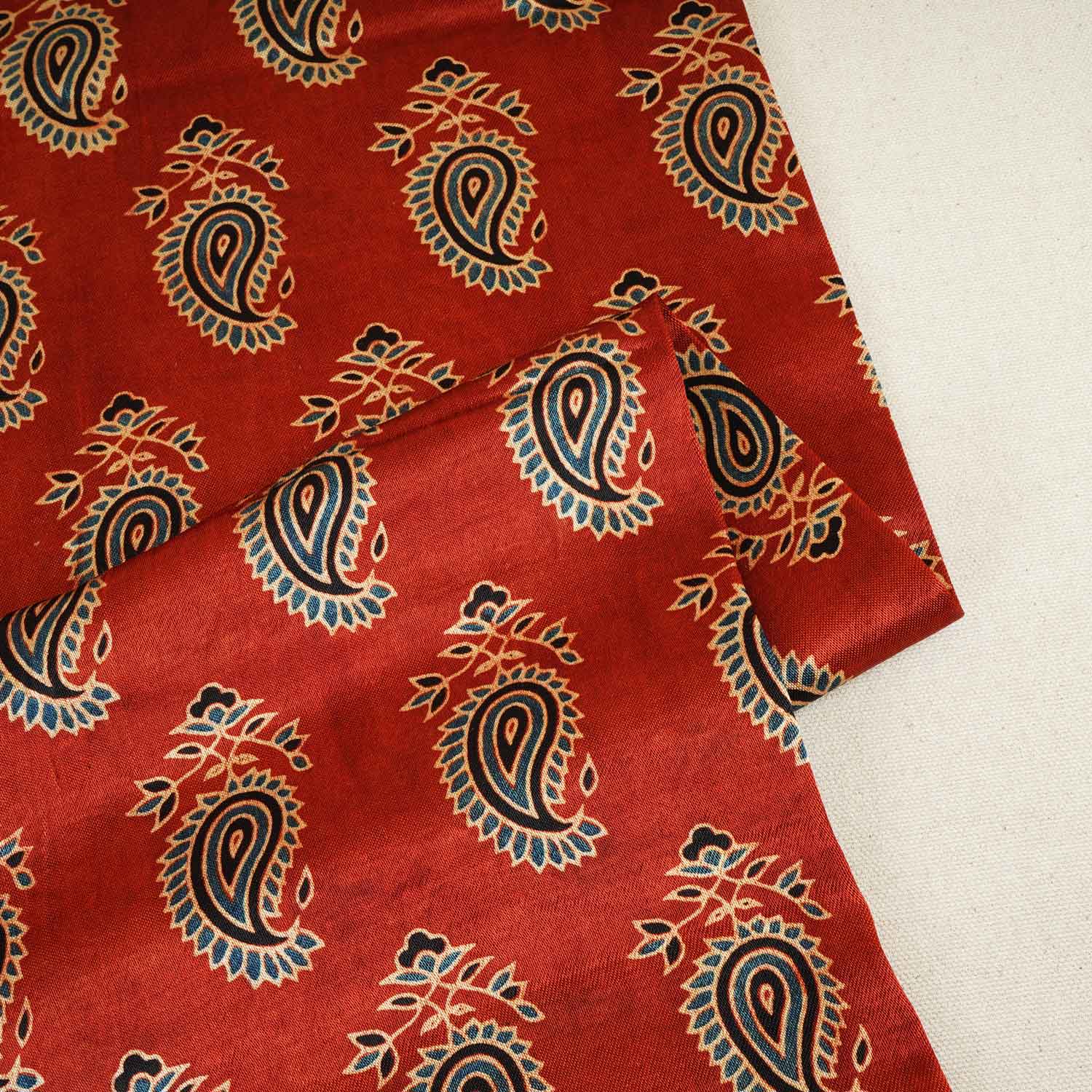 Red Floral Print Mashru Silk Fabric EEG-28326 - TradeUNO