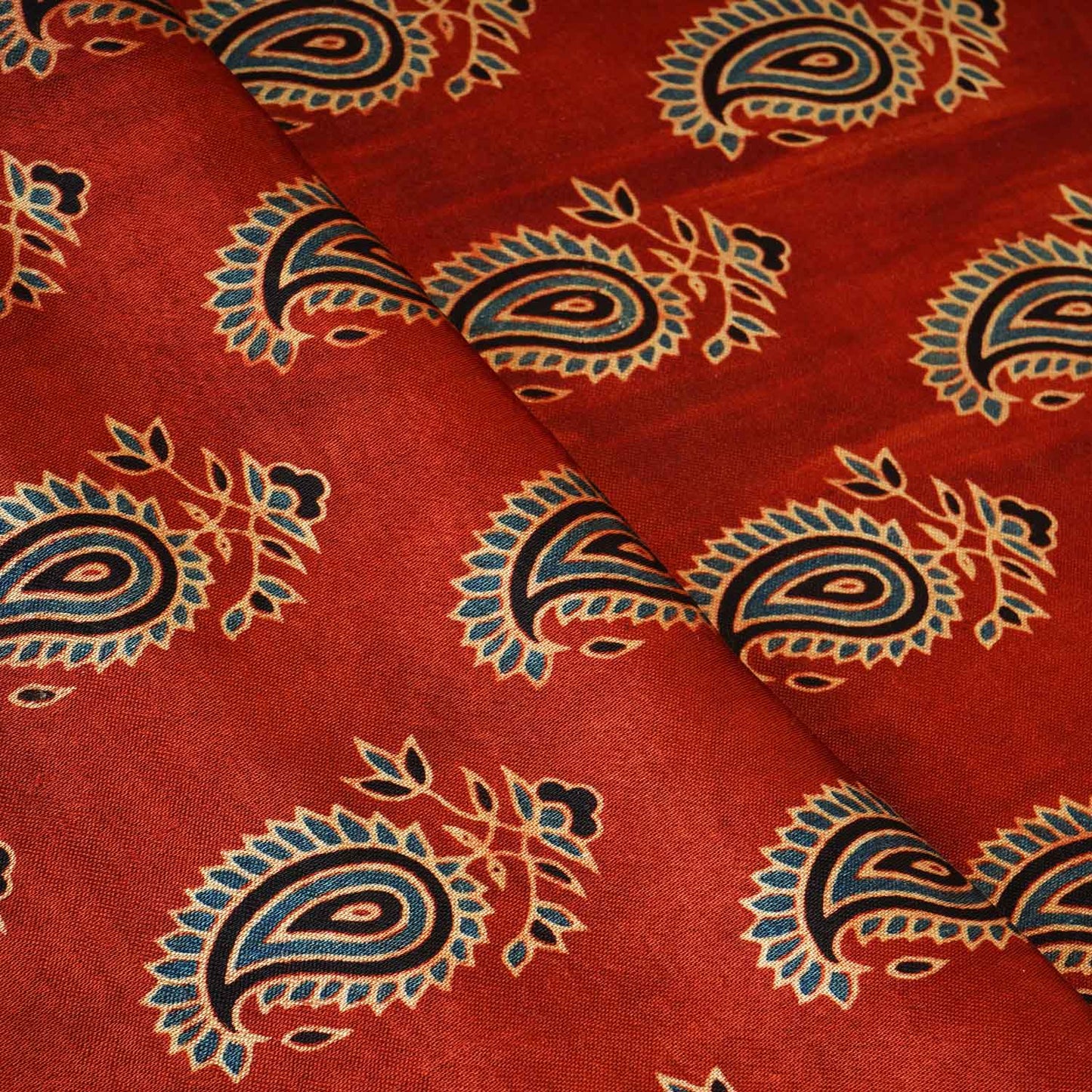 Red Floral Print Mashru Silk Fabric EEG-28326