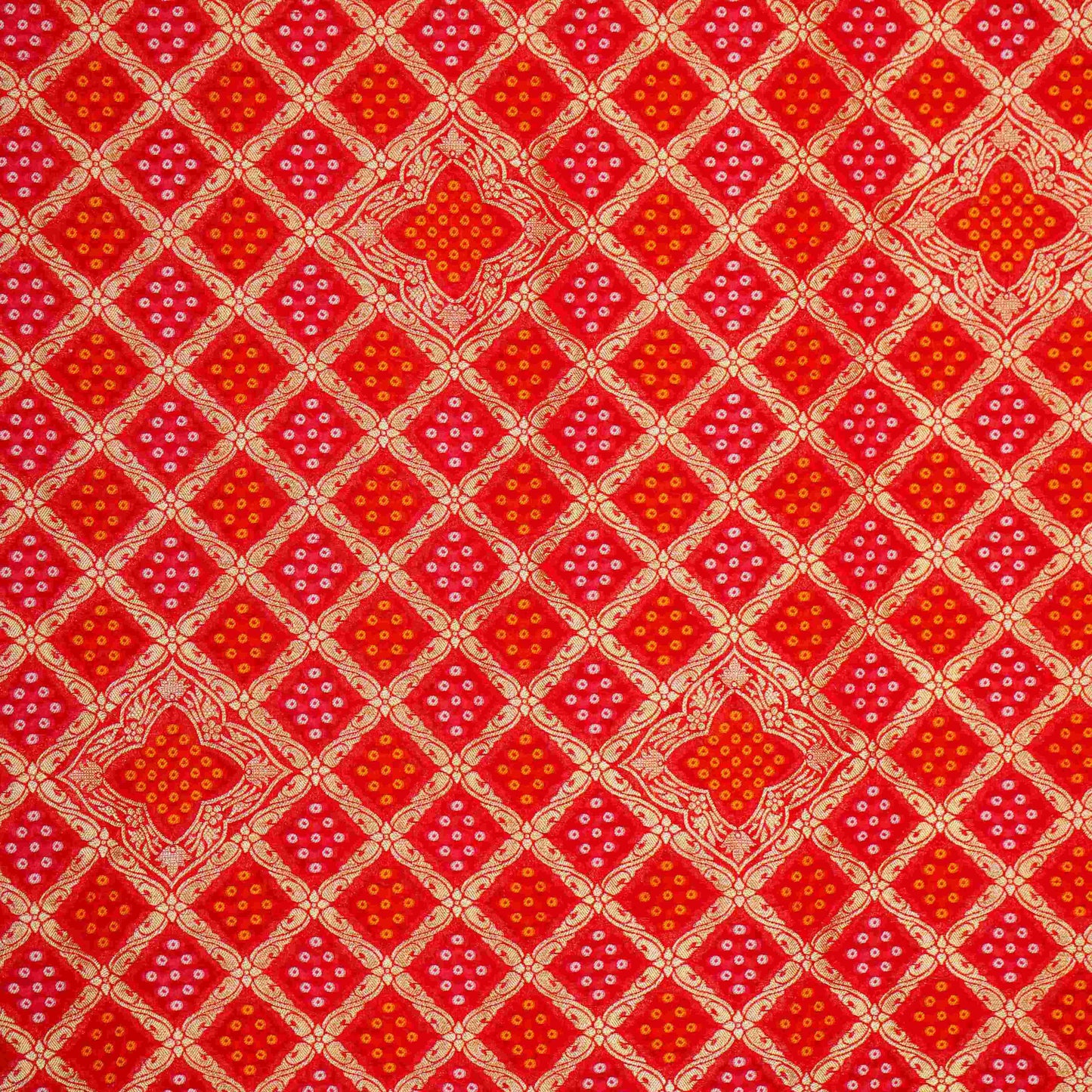 Red Bandhani Jacquard 60*60 Georgette Dupatta TF-32693