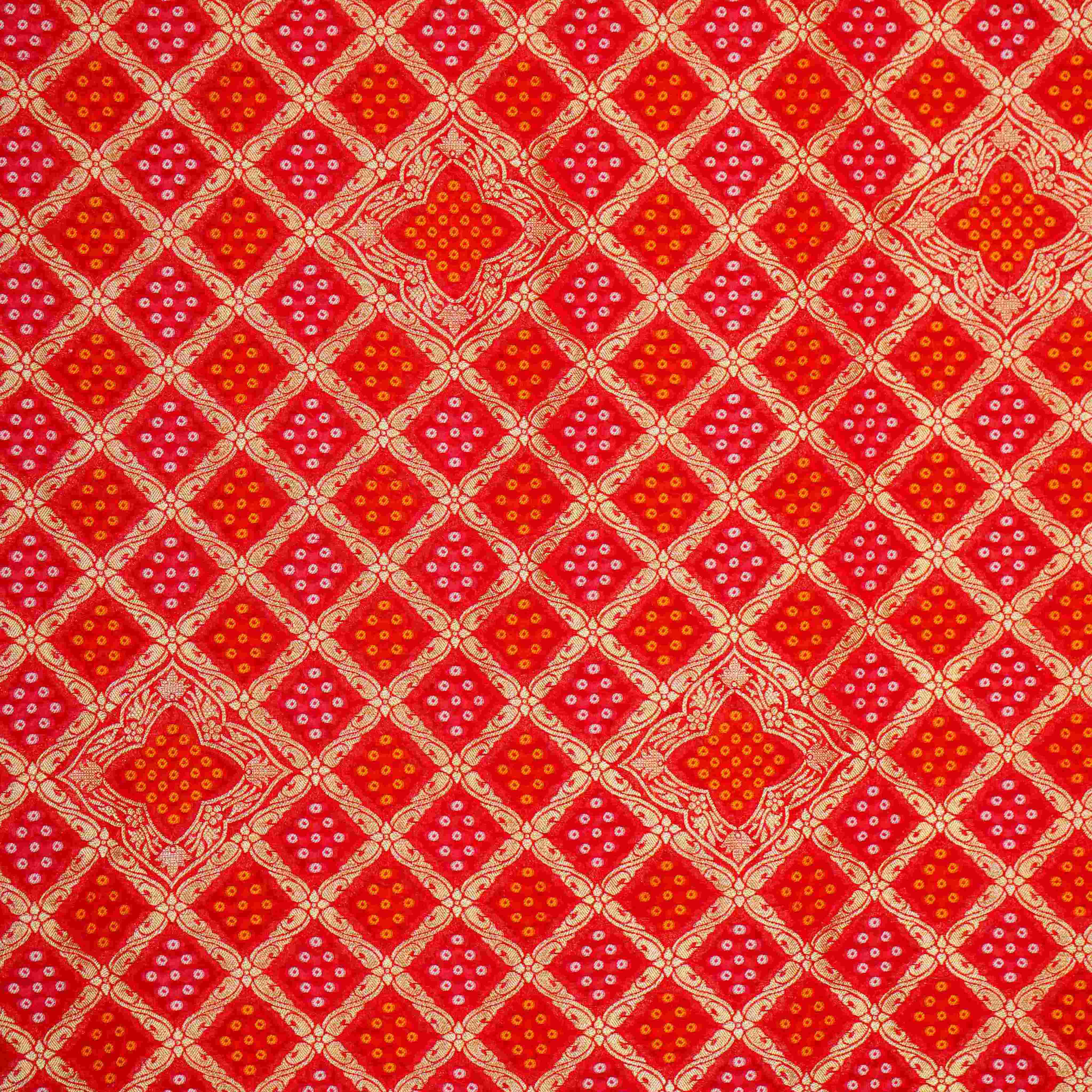 Red Bandhani Jacquard 60*60 Georgette Dupatta TF-32693