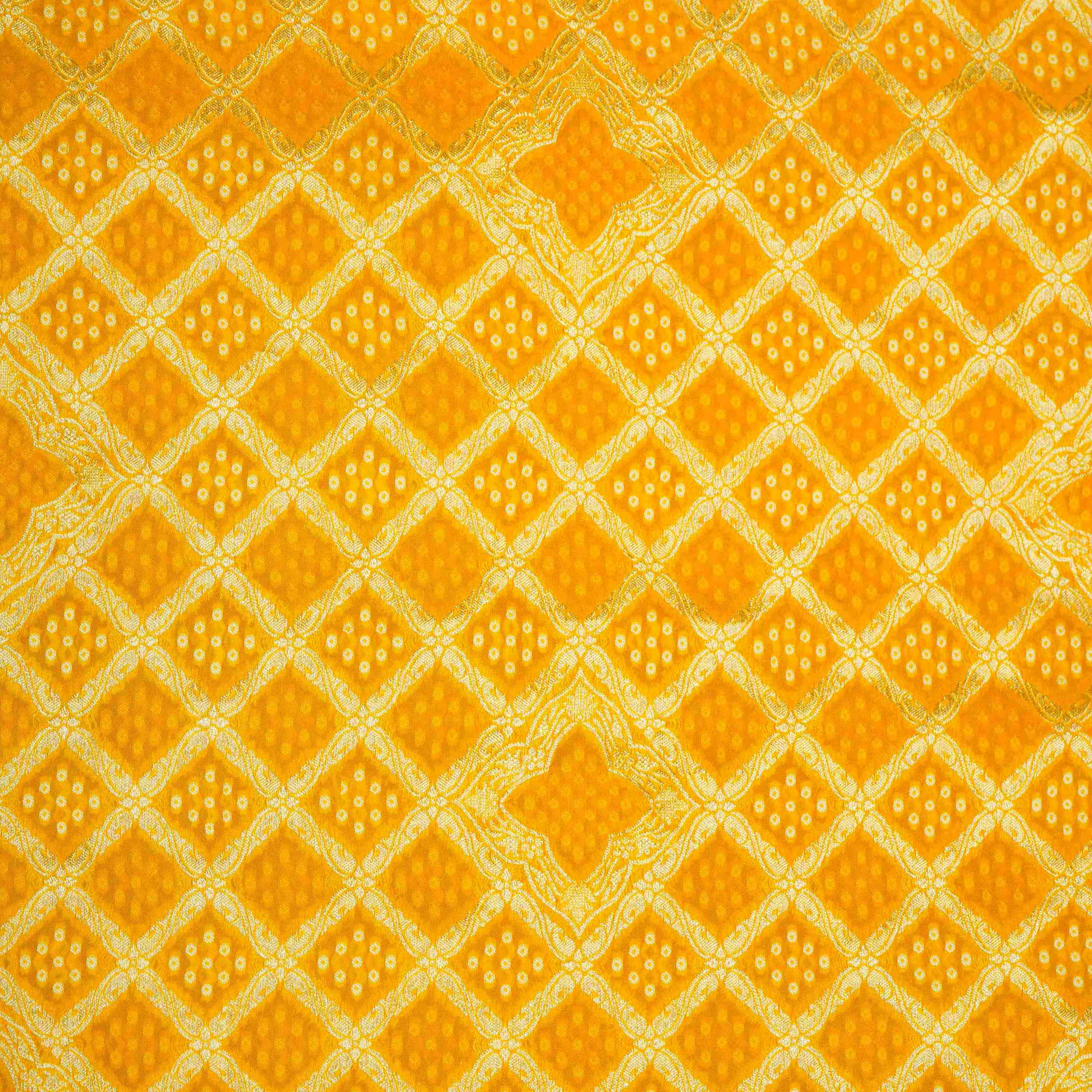 Yellow Bandhani Jacquard 60*60 Georgette Dupatta TF-32694
