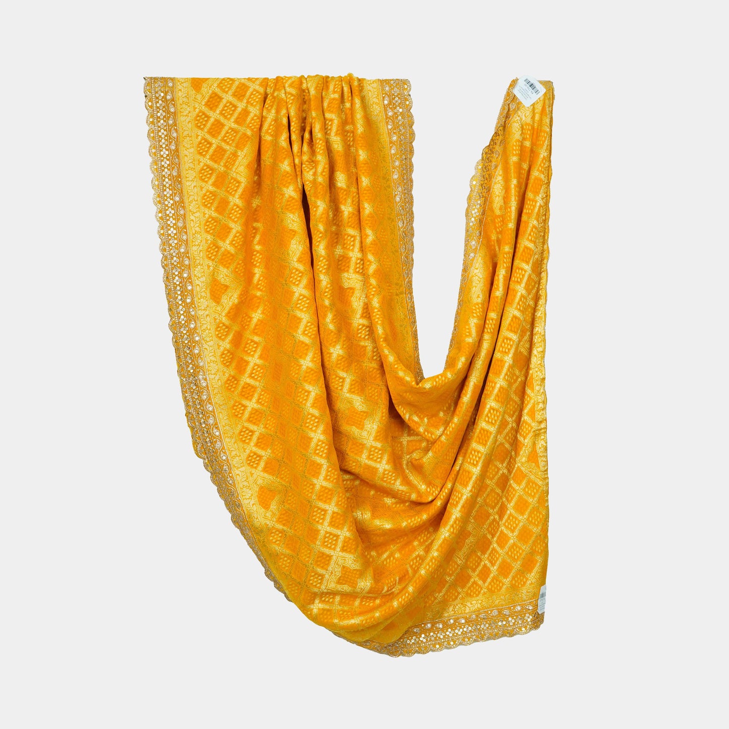 Yellow Bandhani Jacquard 60*60 Georgette Dupatta TF-32694