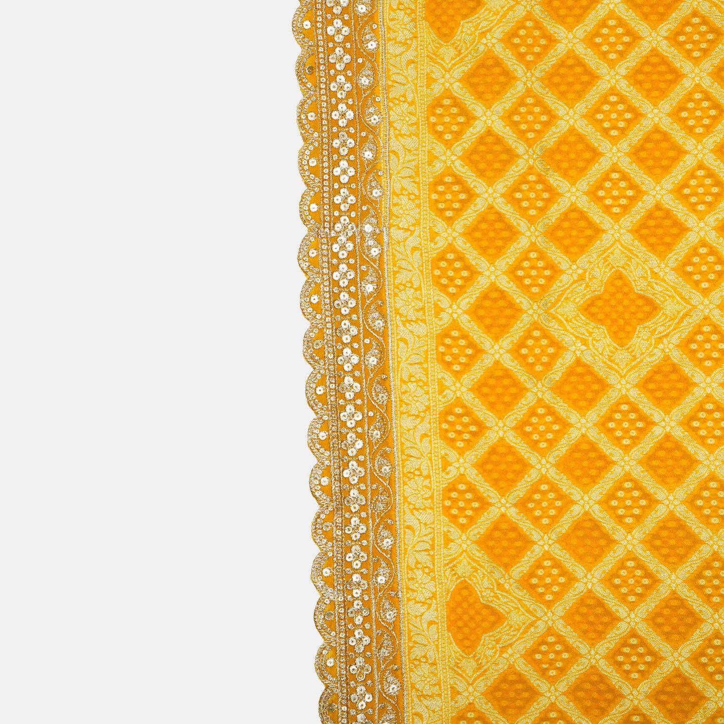 Yellow Bandhani Jacquard 60*60 Georgette Dupatta TF-32694