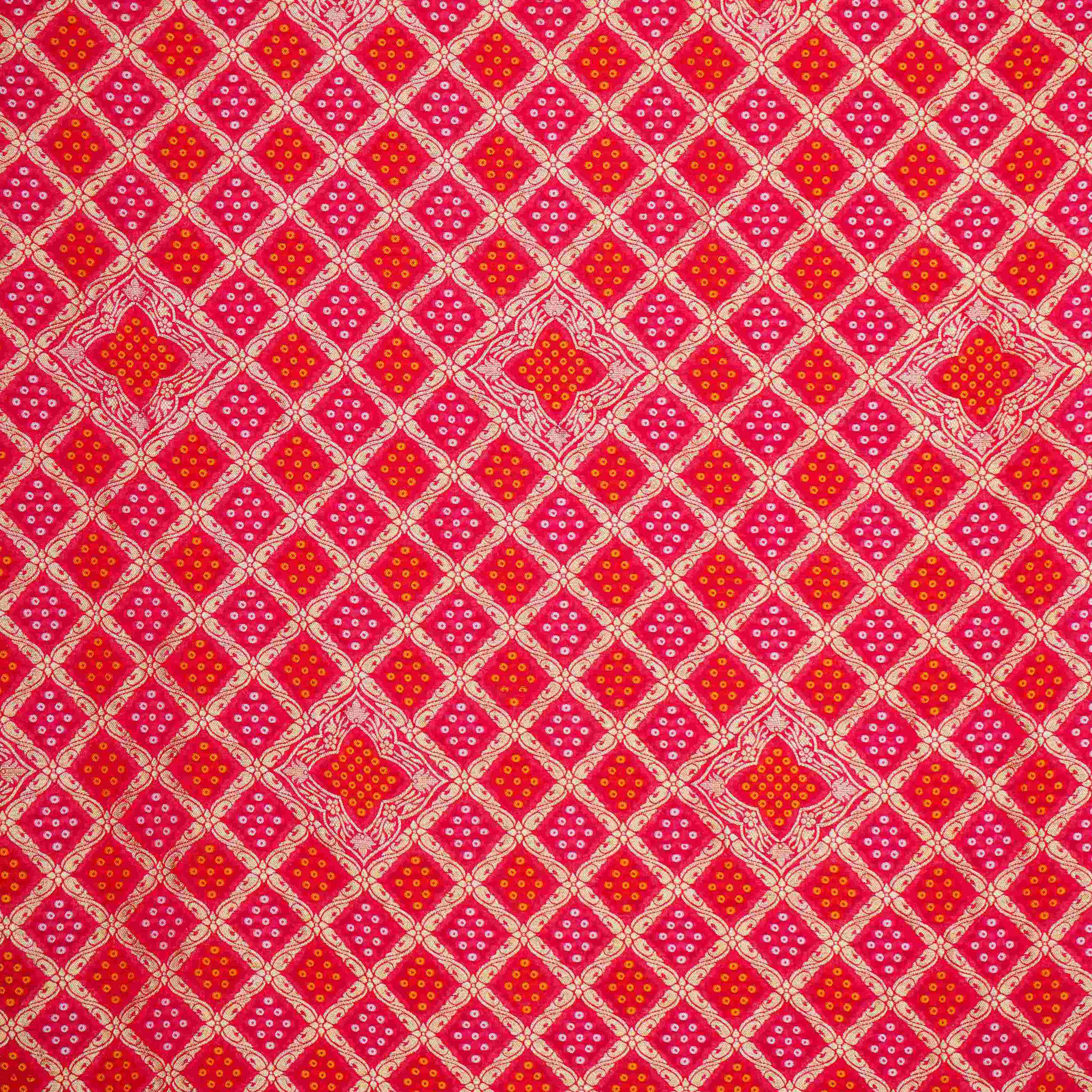Pink Bandhani Jacquard 60*60 Georgette Dupatta TF-32695