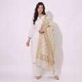 Off White Dyeable Jaal Zari Pure Katan Silk Dupatta UF-32899