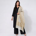 Off White Dyeable Leheriya Golden Zari Pure Katan Silk Dupatta UF-32900