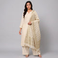 Off White Dyeable Jaal Zari Pure Katan Silk Dupatta UF-32901