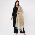 Off White Dyeable Jaal Zari Pure Katan Silk Dupatta UF-32903