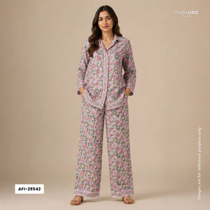 Lavender floral print Modal Satin Fabric AFI-29542 - TradeUNO