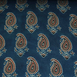 Teal Blue Floral Print Mashru Silk Fabric EEG-28330 - TradeUNO