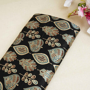 Black Floral Print Mashru Silk Fabric EEG-28332 - TradeUNO