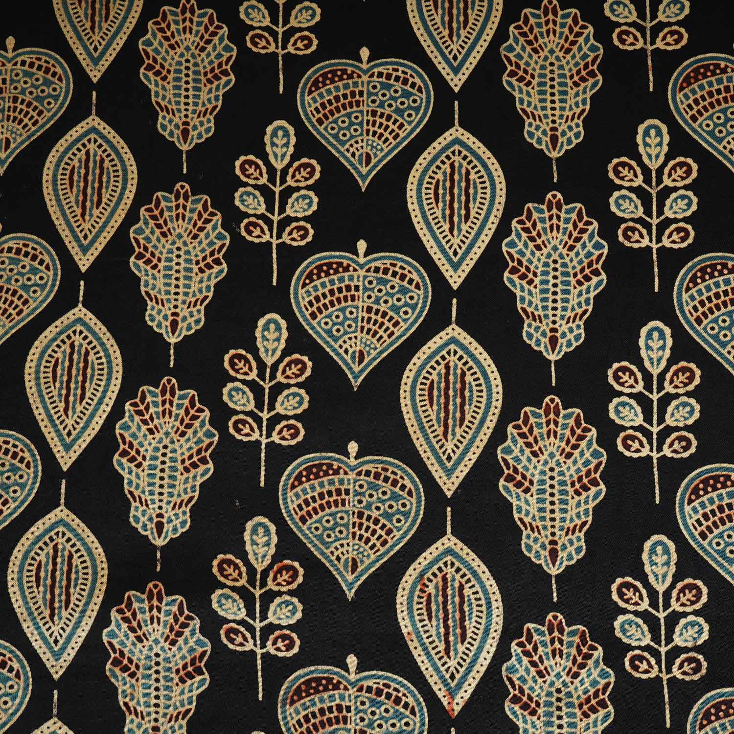 Black Floral Print Mashru Silk Fabric EEG-28332 - TradeUNO