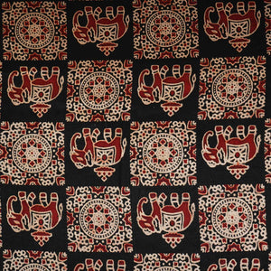 Black Ajrakh Print Mashru Silk Fabric EEG-28334 - TradeUNO