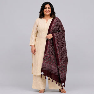 Purple Chevron Print Pure Modal Silk Dupatta GT-33547
